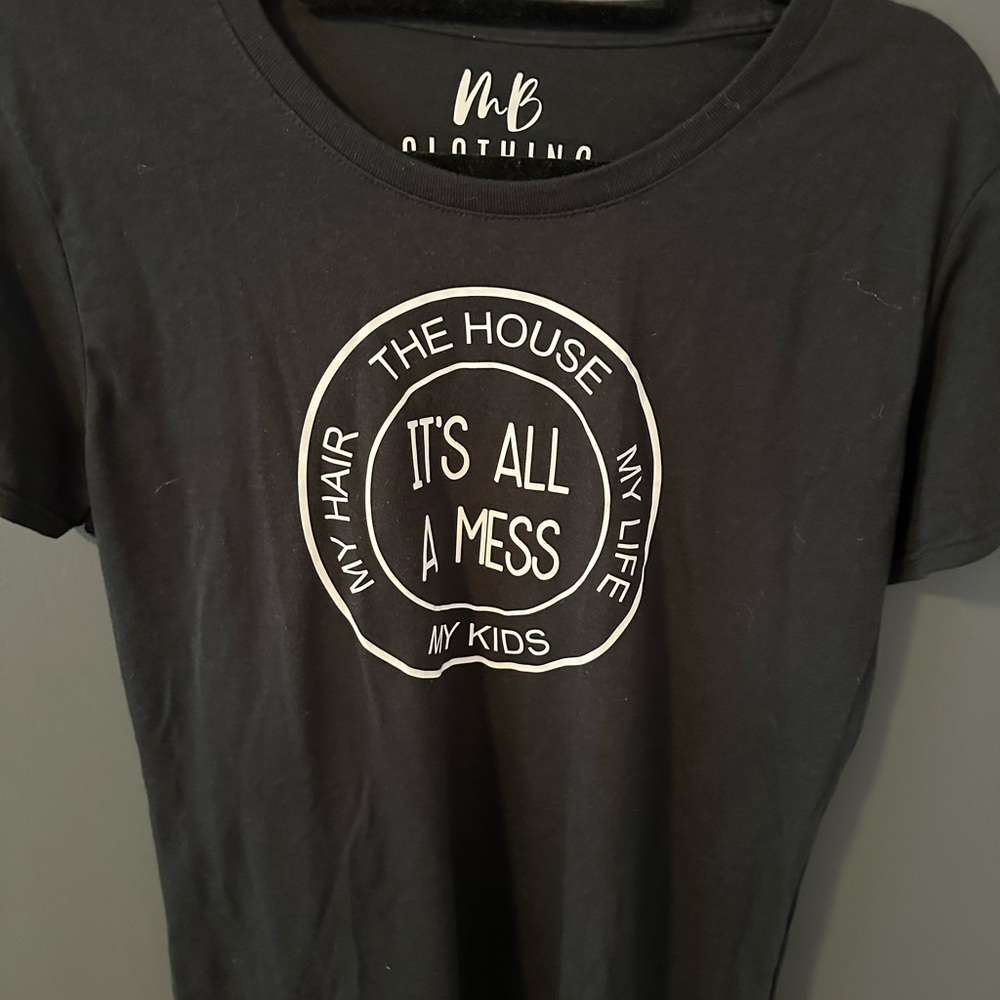 Black Graphic Tee with White Print